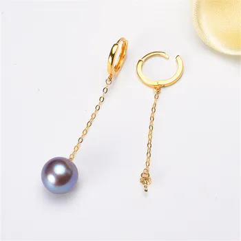 

G18K Gold Earring Hooks with Eyepin Bead Caps, Yellow Karat Gold Solid 18ct oro French Earwire Dangle Pearl Earrings