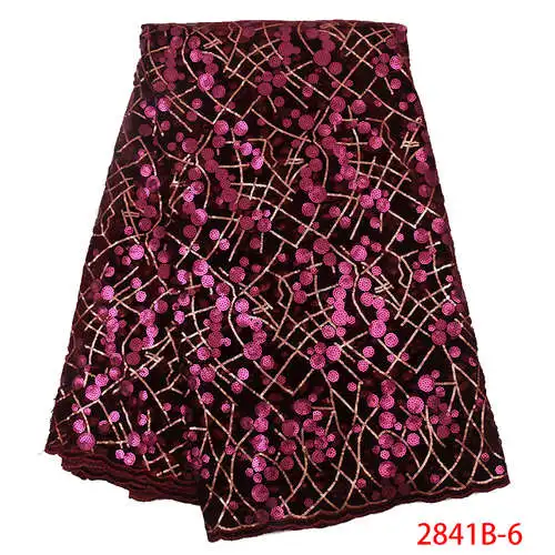 Африканская кружевная ткань с блестками, бархатная кружевная ткань для вечерние платья, французская тюль, сетка, кружево, блестки, кружевная ткань APW2841B - Цвет: 2841B-6
