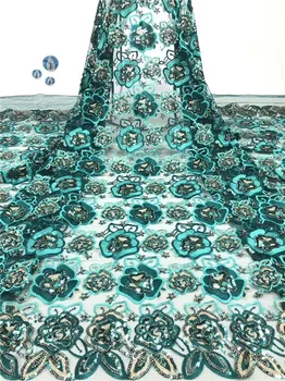 

Graceful green French net lace fabric African tulle lace material for sewing dress PDN894(5yards/pc)