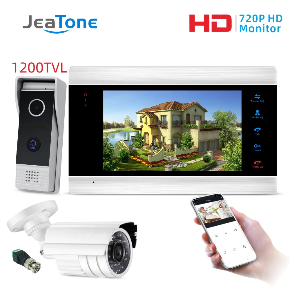 7 inch Monitor Wired WiFi Smart Video Door Phone Intercom Doorbell Home Security System Door Speaker Call Panel with CCTV Camera