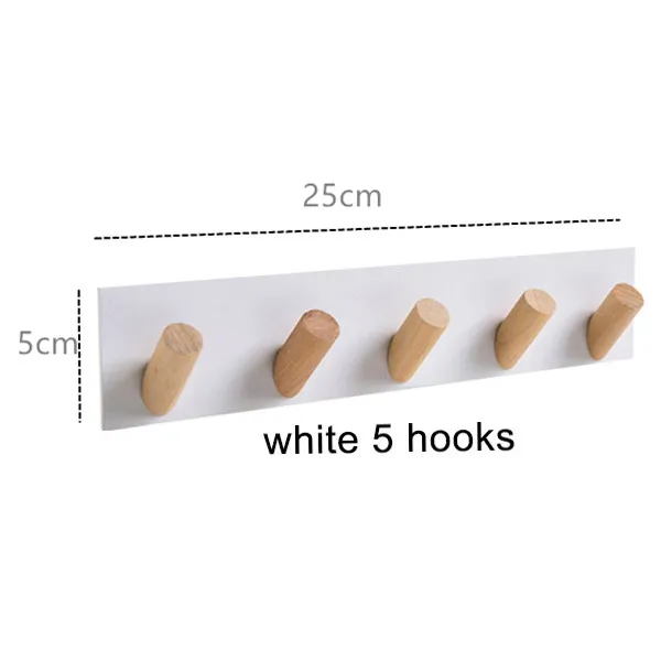 White 5 Hooks Деревянный настенный крюк нордический Настенное крючки для полотенец Вешалка для одежды вешалка для полотенец Ключевые крючки Дверные крючки крючок для ванной Минималистский Домашний Декор Дверная вешалка - Цвет: White 5 Hooks