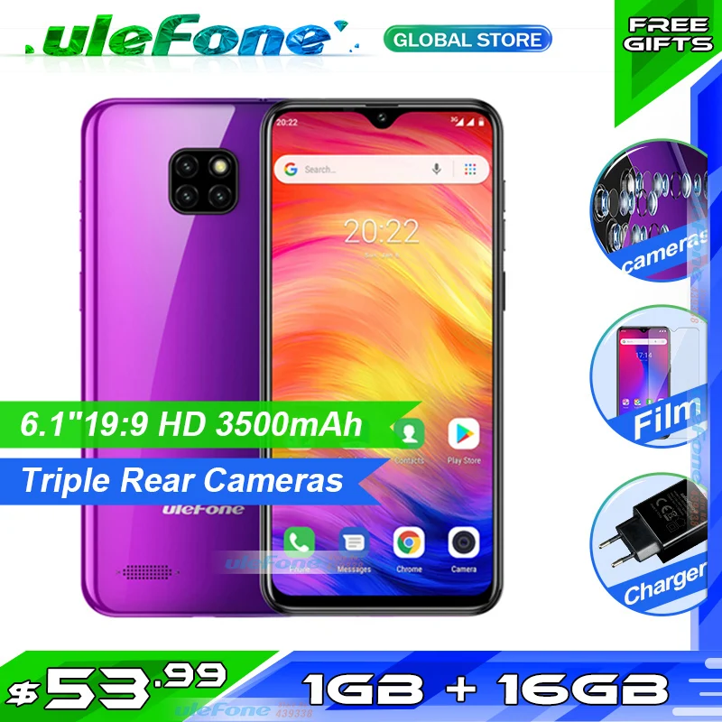 Смартфон Ulefone Note 7 6 1 дюймов ГБ ОЗУ 16 Гб ПЗУ четырехъядерный процессор MT6580A 3500 мАч