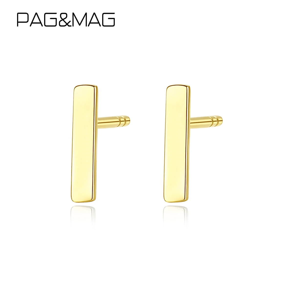Женские серьги гвоздики PAG & MAG из настоящего золота 14 к 585 минимализм желтое