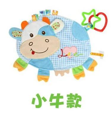Детская плюшевая кукла-моллюск, этикетка, салфетки, погремушки, многофункциональные игрушки WJ4110 - Цвет: Cow