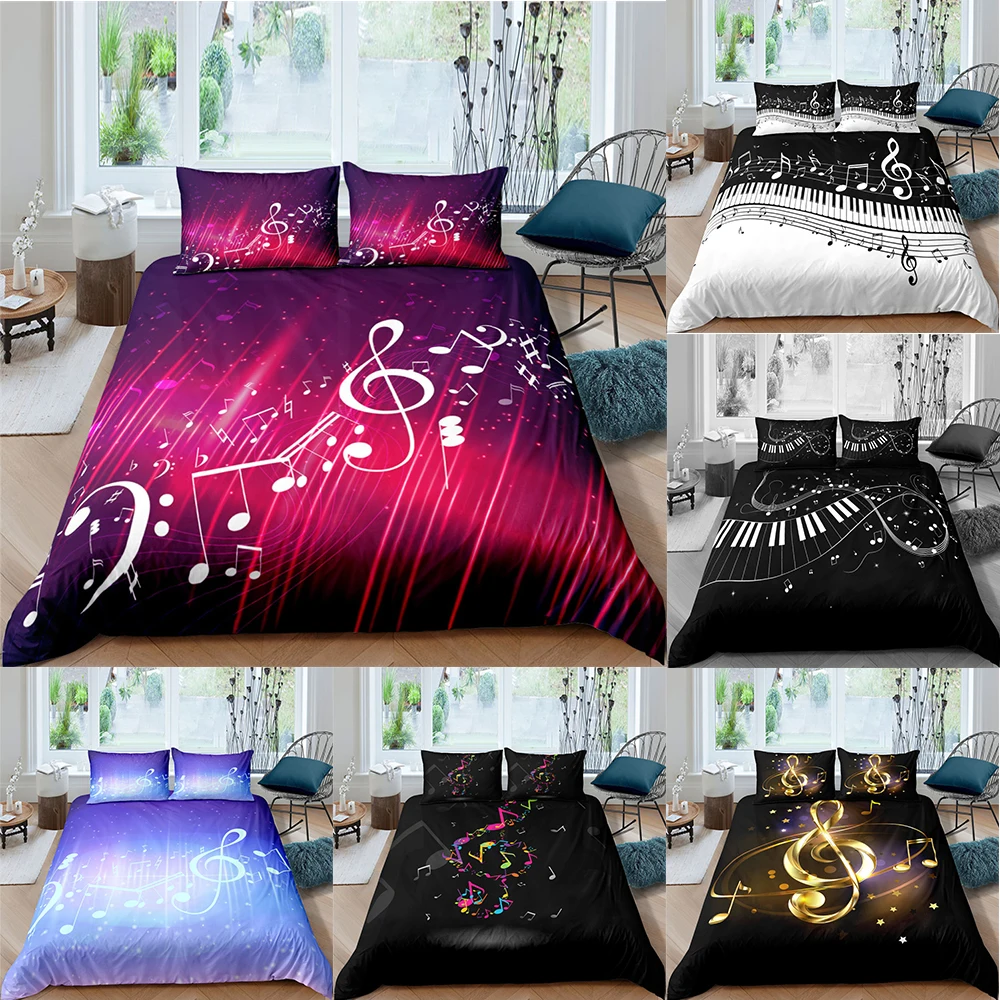 

3D Digital Music Note Bedding Set Duvet Cover Set Adult Kids Twin Full Single Queen King Duvet Cover Set For Bedroom Decor