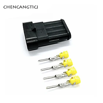 

5 set pcs 4 pin way amp auto electrical plug wire harness Enhanced Seal waterproof connector fuel pump harness plug 282106-1