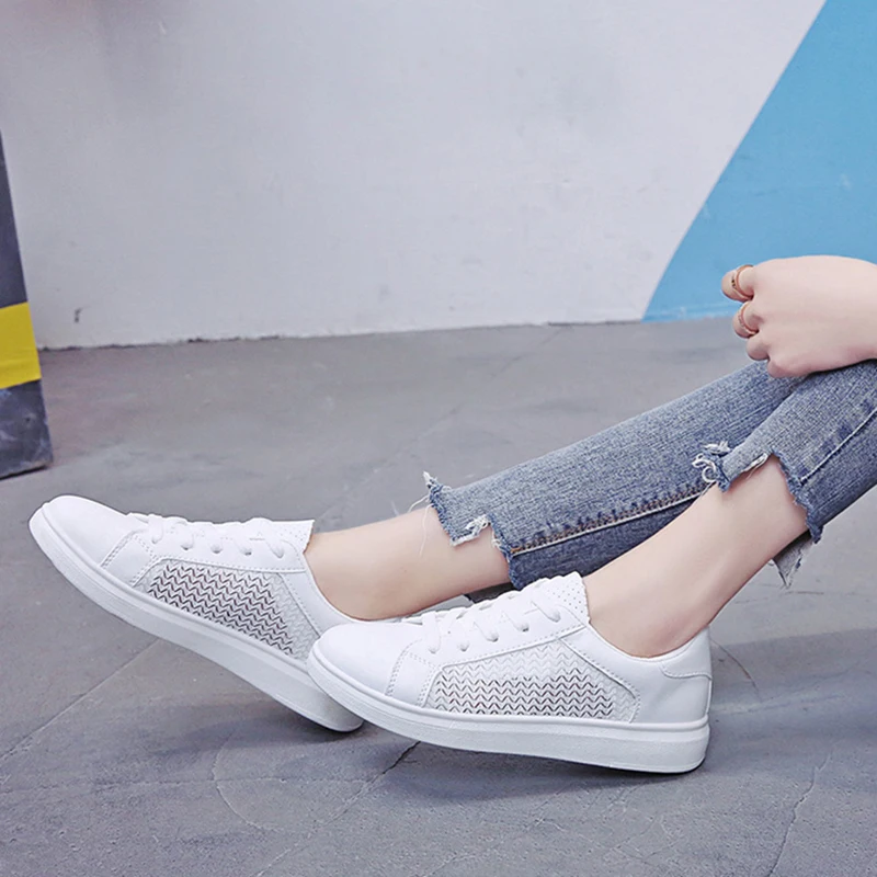 Sneakers Women Breathable Mesh Summer Autumn Women Causal Shoes Fashion White Leather Flat Walking Female Vulcanize Shoes VT1247 (25)