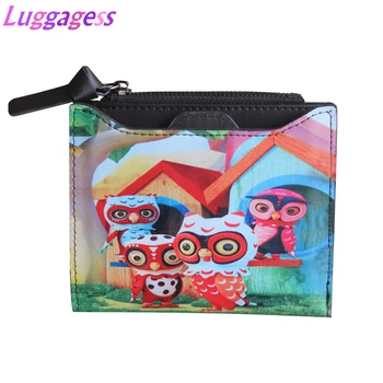 

High quality Women's Wallet Lovely Cartoon Animals Short Leather Wallets Female Small Coin Purse Zipper Money Purse Card Holder