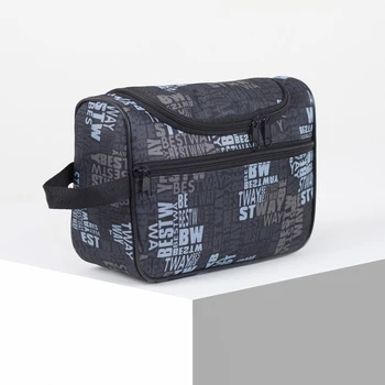 

Cosmetic bag, zip compartment, outer pocket, with handle, black