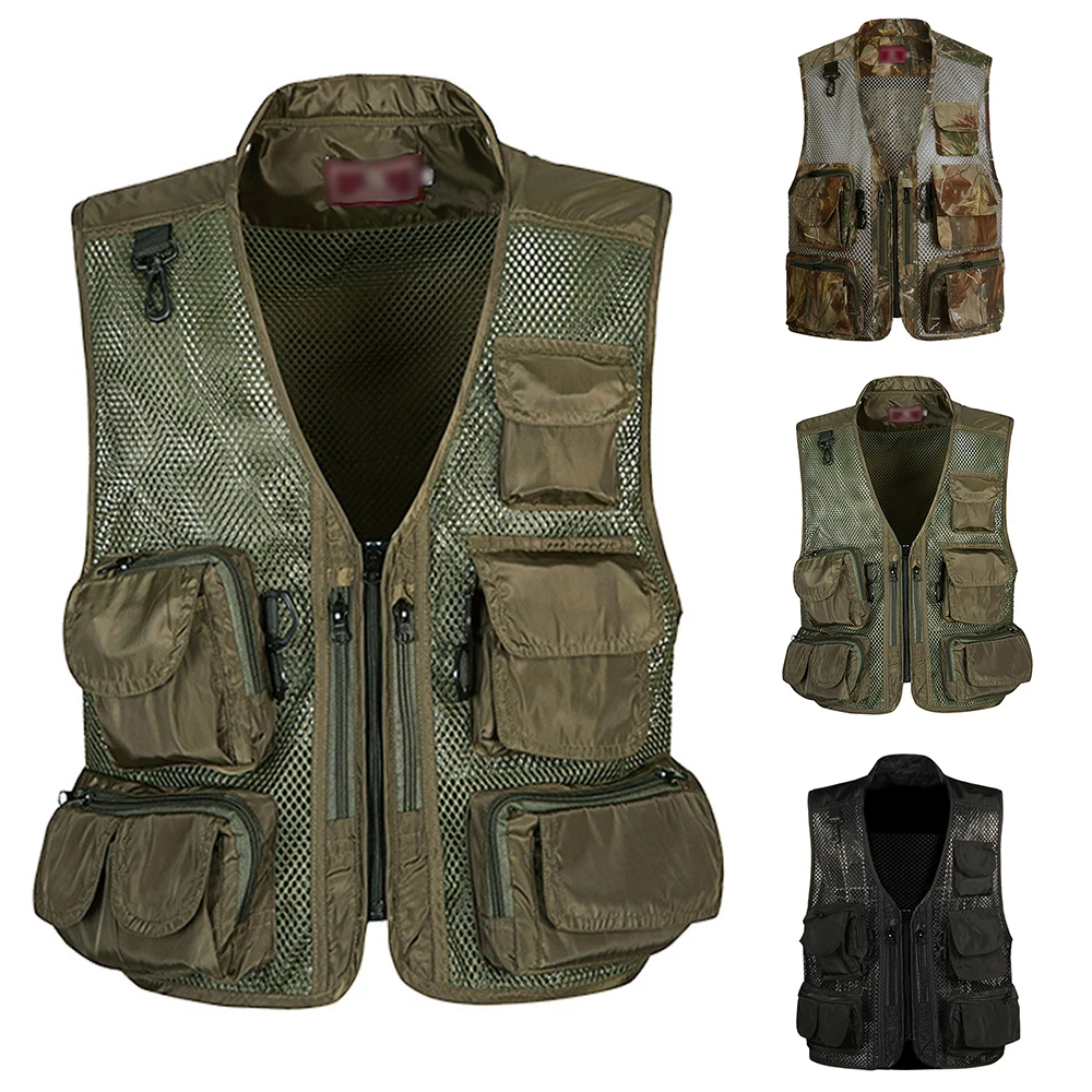 Breathable Fishing Vest Mesh Mutil-Pocket Photography Jacket Camping 1pc