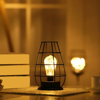

LED Night Light Creative Retro Table Lamps Iron Wine Art Desk Lamp Hollow Reading Lamp Bedroom Living Lighting Home Decoration
