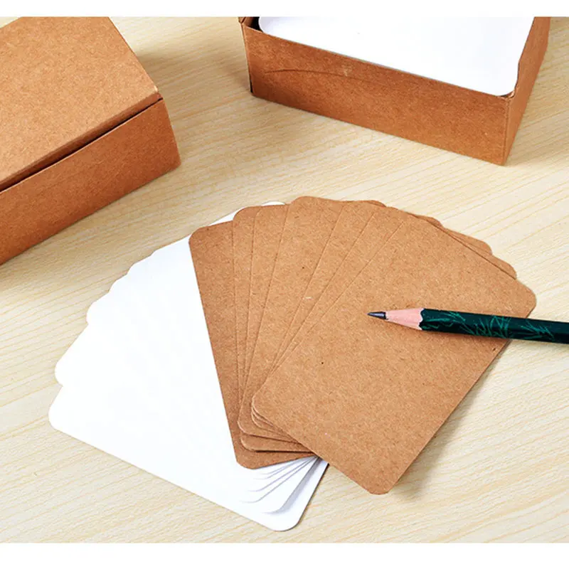 100pcs Vintage Blank Card DIY Greeting Cards Graffiti Word Cards Wedding Party Gift Thick Kraft Paper Postcards GK99 2024 year greeting cards with envelopes blank invitation cards handwritten postcards christmas party envelopes for letters