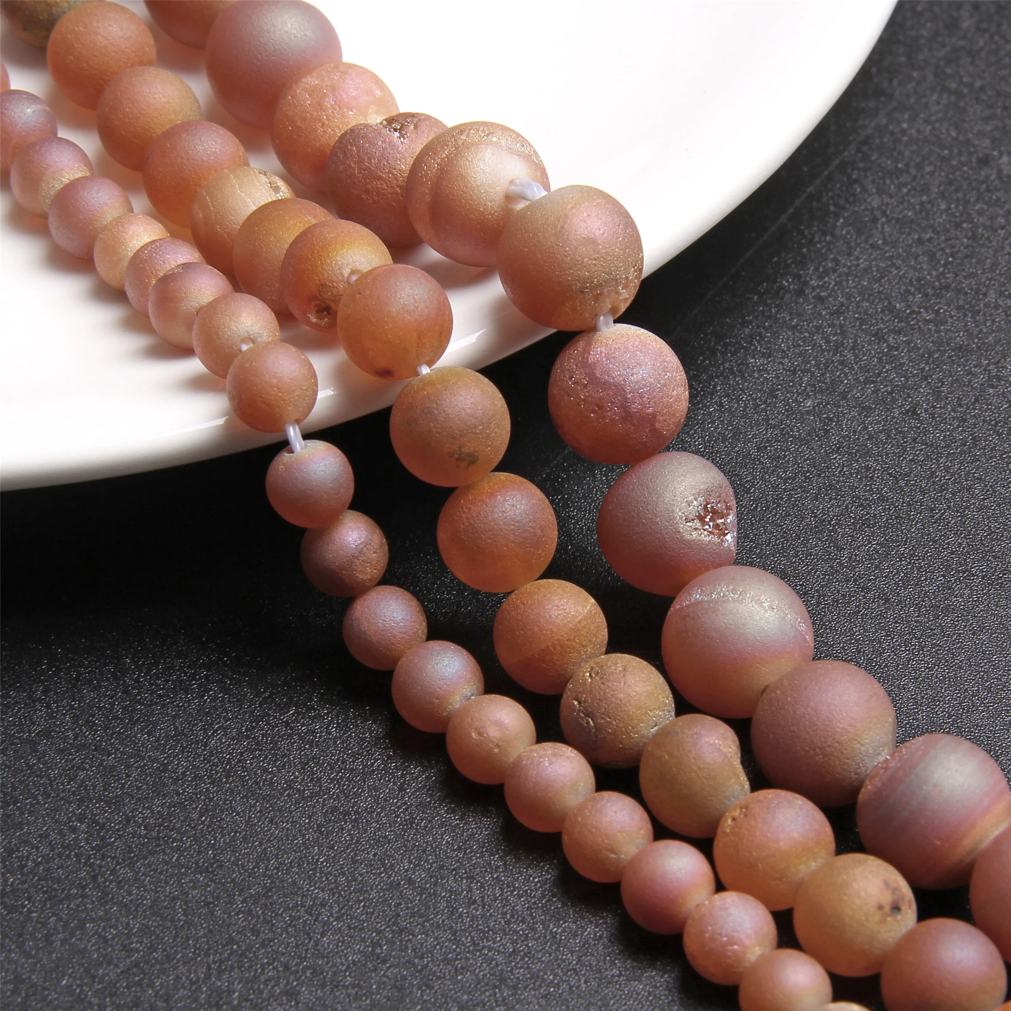 Natural Druzy Agates Rough Beads Cracked Geode Stone Crystal