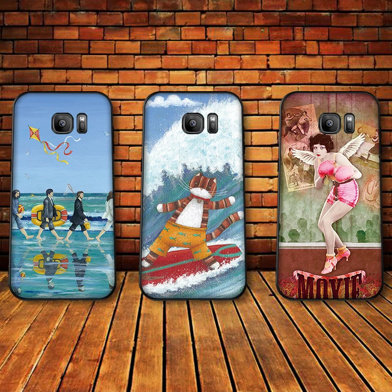 Роскошный черный чехол для samsung A3 4 5 6 plus A8 9 A10 A20 30 A40 50 A60 A70 2017 M40 J6 крышка Винтаж