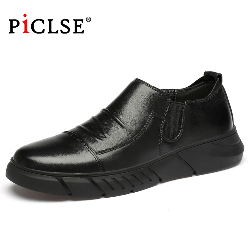 

PICLSE Luxury Brand Business Genuine Leather Men Shoes Soft Leather Casual Shoes Men Loafers Moccasins Men Flat Shoes