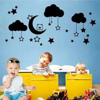 

Creative Moon Clouds Stars Cartoon Waterproof Wall Stickers Home Decor Removable Wall Sticker For Kids Room