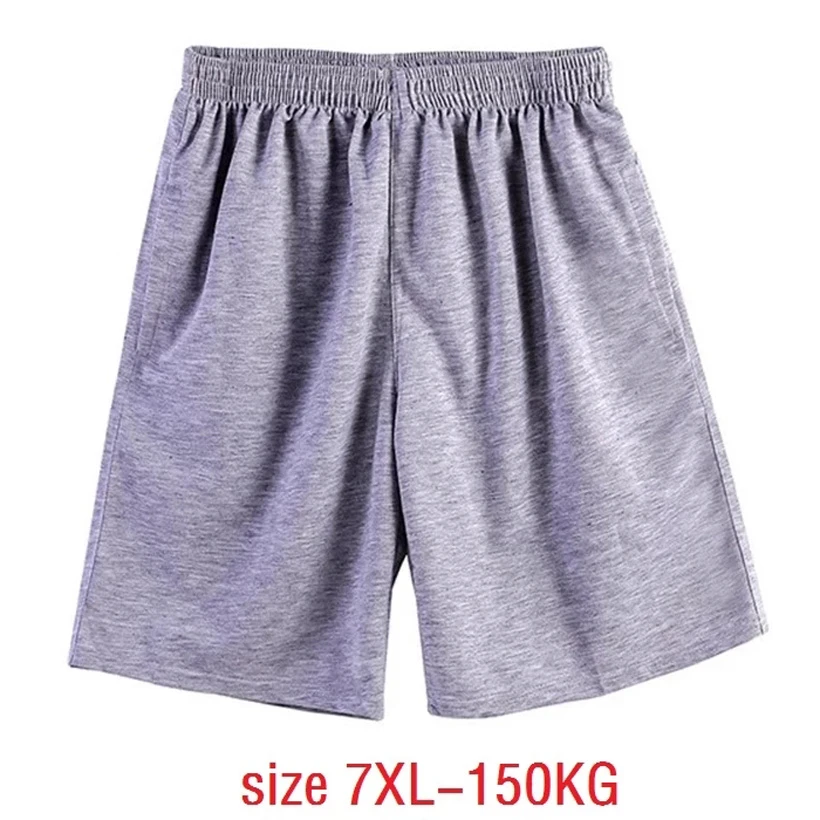 Pantalones cortos deportivos de algodón para hombre, shorts cómodos, de gran tamaño, color negro y gris, talla grande 7XL, 150KG|Pantalones cortos| - AliExpress