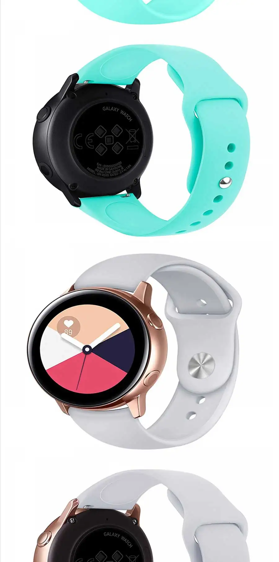 Ремешок для часов Galaxy 20 мм для samsung Galaxy watch Active 2 ремешок 42 мм gear S2 huawei watch 2 мягкий силиконовый браслет аксессуары