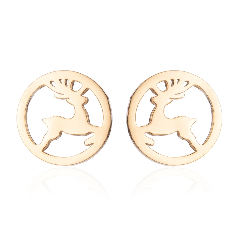 Oly2u Модные новогодние ювелирные изделия животных подарок из нержавеющей стали счастливый снег олень и Рождественская елка Сережки для пирсинга для женщин детей - Окраска металла: 160G