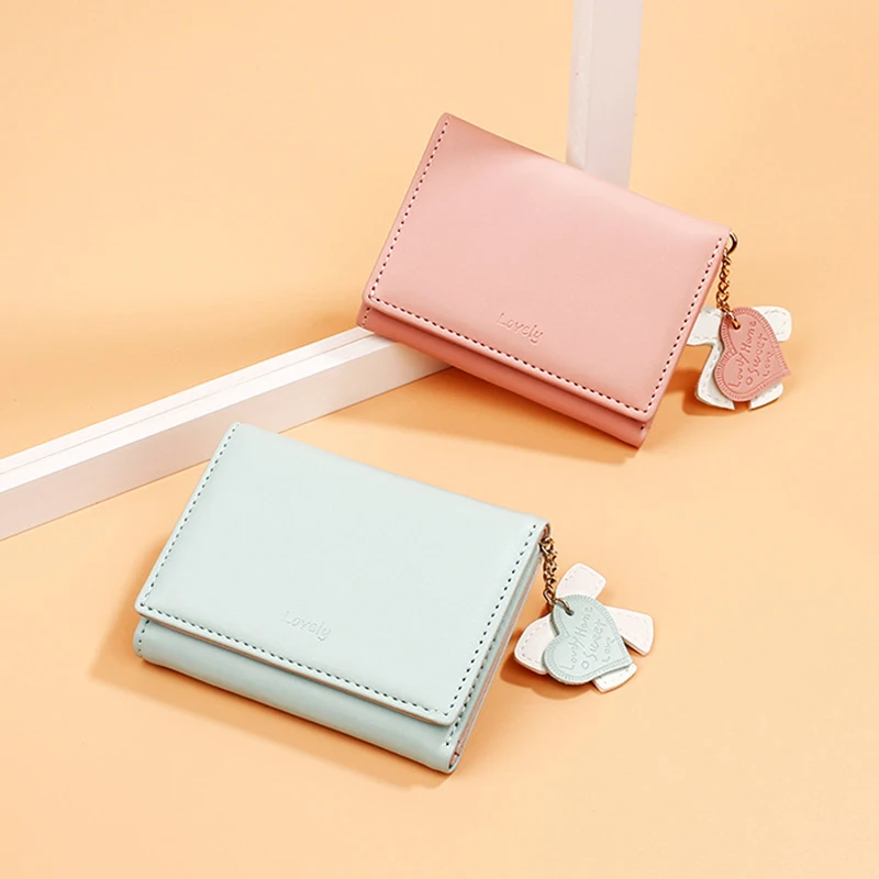 

Mini Thin Coin Wallets Fashin Small Coin Purse Cute Solid Color Pu Womens Short Wallet Ladies High Quality Credit Card Holders