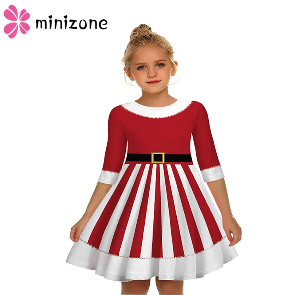 Г. Рождественское платье Санты милое платье для девочек с рукавами «Семь» и «четверть» вечерние платья с круглым вырезом хлопковый комплект с красным платьем