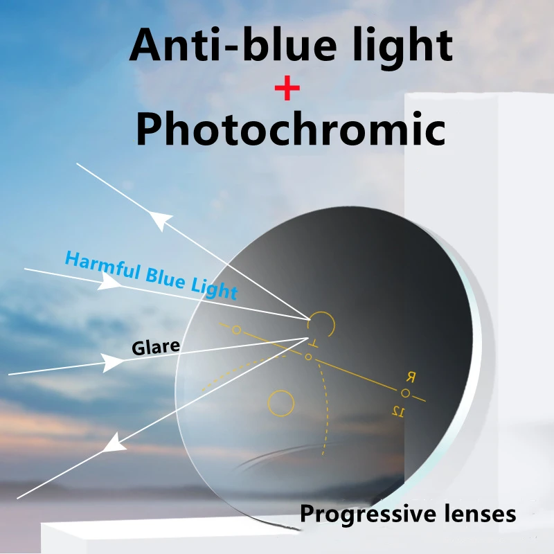 YIMARUIL 1.56/1.61/1.67/1.74 Progressive Anti Blue Ray And Photochromic Lens Multifocal Myopia Resin Lens 1 Pair Of Custom Lens