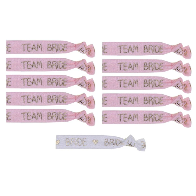 10Pink 1White С надписью "Bride To Be" девичник вечерние свадебные девичник браслет надпись «Bride Tribe», платье подружки невесты, резинка для волос браслет тиара - Цвет: 10Pink 1White