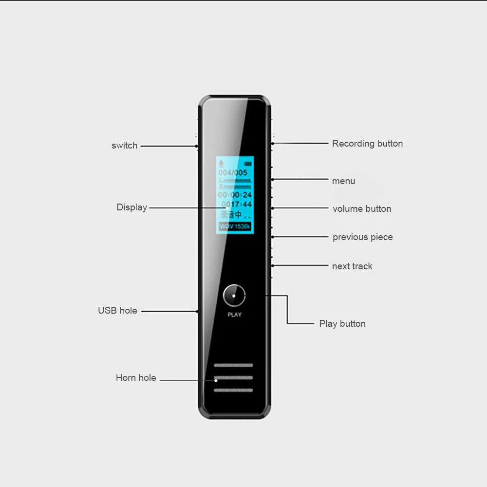 8 ГБ/4 ГБ перезаряжаемый Цифровой Аудио Звук Диктофон MP3-плеер USB диктофон Поддержка 22 языков