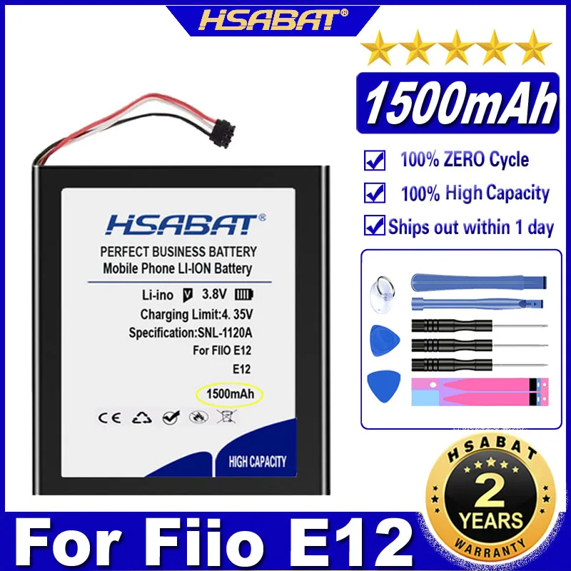 Hsabat E12 1500mah Battery For Fiio E12 / E12 Mont Blanc Accumulator 4