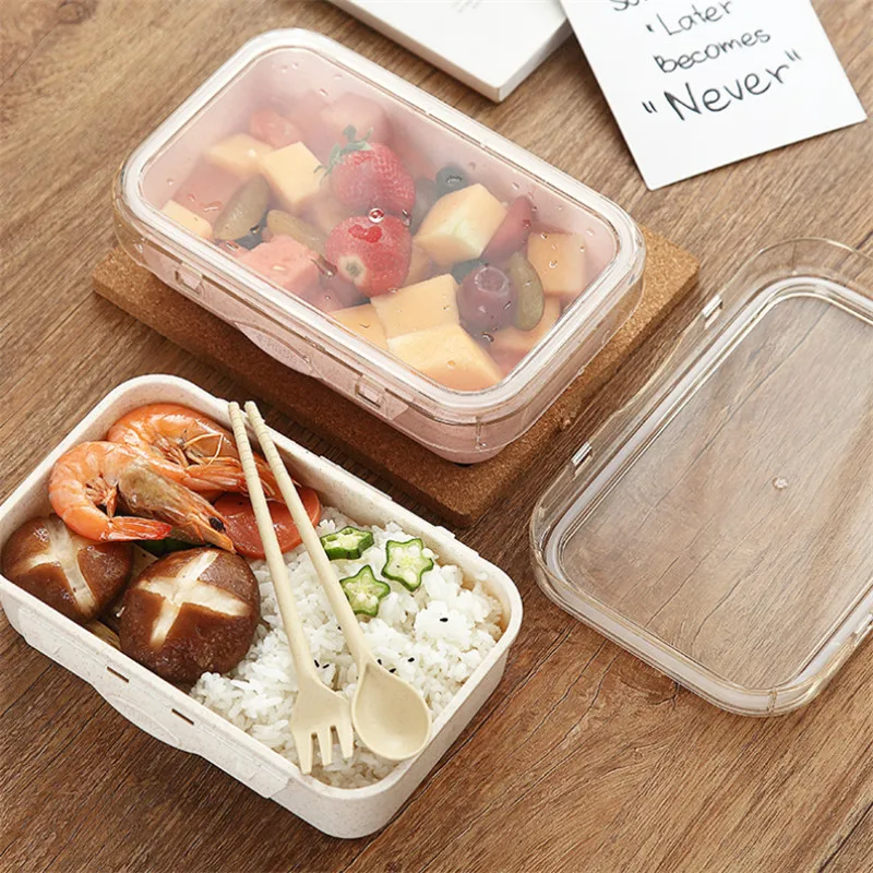 

800ml Wheat Straw Lunch Box Healthy Material Bento Boxes Microwave Dinnerware Food Storage Container Lunchbox