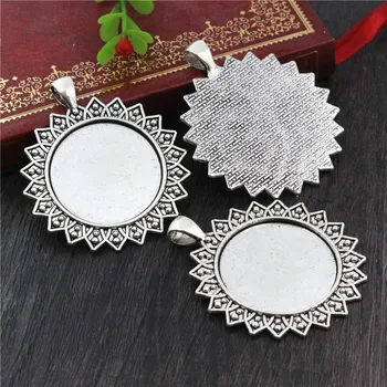 

5pcs 30mm Inner Size Antique Silver Plated Classic Style Cabochon Base Setting Charms Pendant (B5-09)