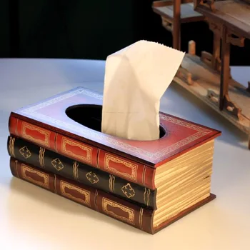 

Creative retro classical book-shaped wooden tissue box / paper towel / tray / napkin tray