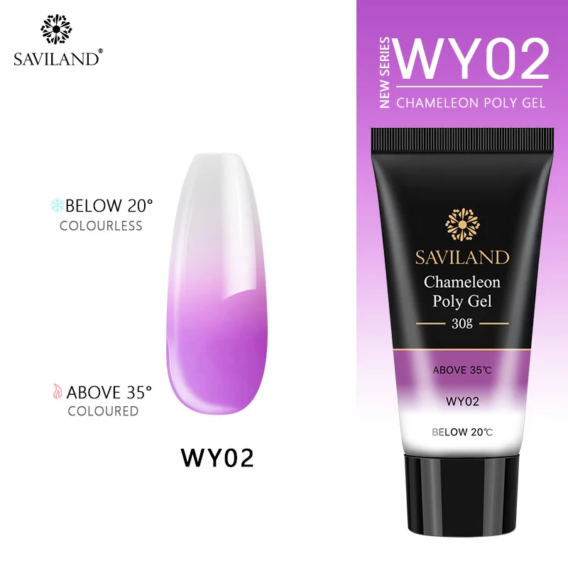 30g WY02 SAVILAND акриловый полигель для изменения температуры быстрое строительство камуфляж УФ светодиодный полигель наращивание ногтей для маникюра - Цвет: 30g WY02