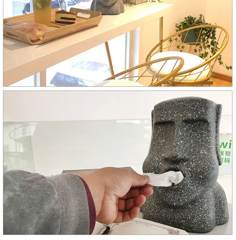 Пасхальный остров бумажное полотенце контейнер 3D каменная статуя фигура коробка для хранения салфеток домашняя ванная комната подставка для салфеток для отелей Органайзер