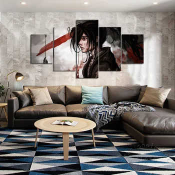 

5 Piece Hyakkimaru In Dororo Anime Figure HD Print Poster Wall Pictures for Living Room Canvas Painting Artwork Painting Gifts
