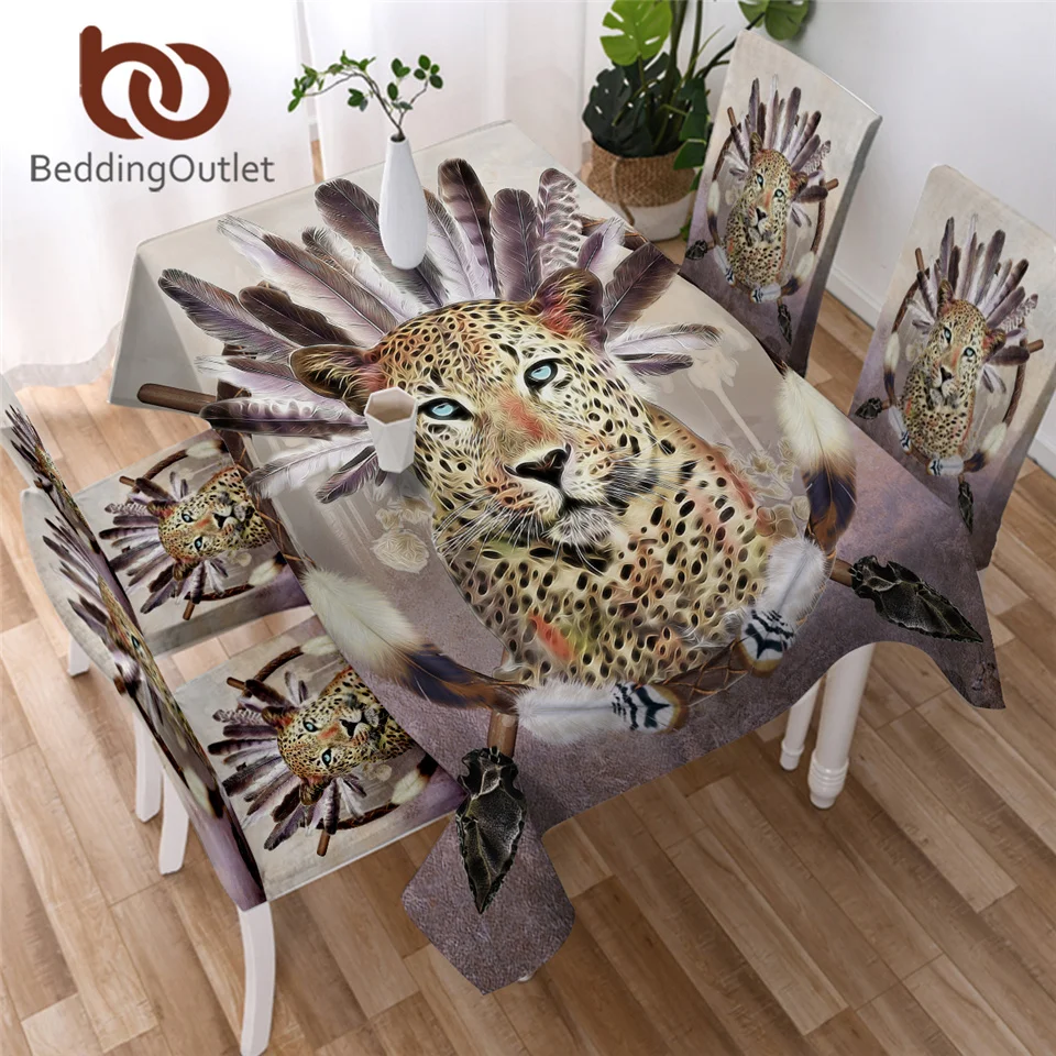 

BeddingOutlet Leopard Tablecloth Dreamcatcher Table Cover Home Decor 3D Animal Tribal Rectangle Waterproof Table Cloth 1/5pcs