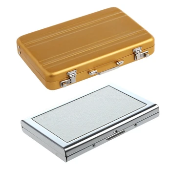 

2 pcs Box Card Case Mini Suitcase Password Briefcase-Gold & White