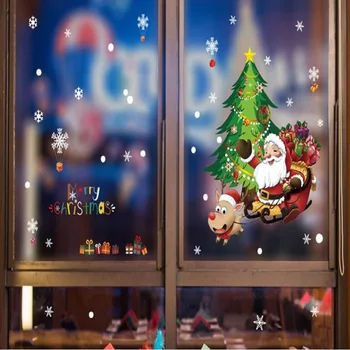

Christmas decorations stickers scene Christmas tree wall DIY stickers layout window glass window stickers window flower environm