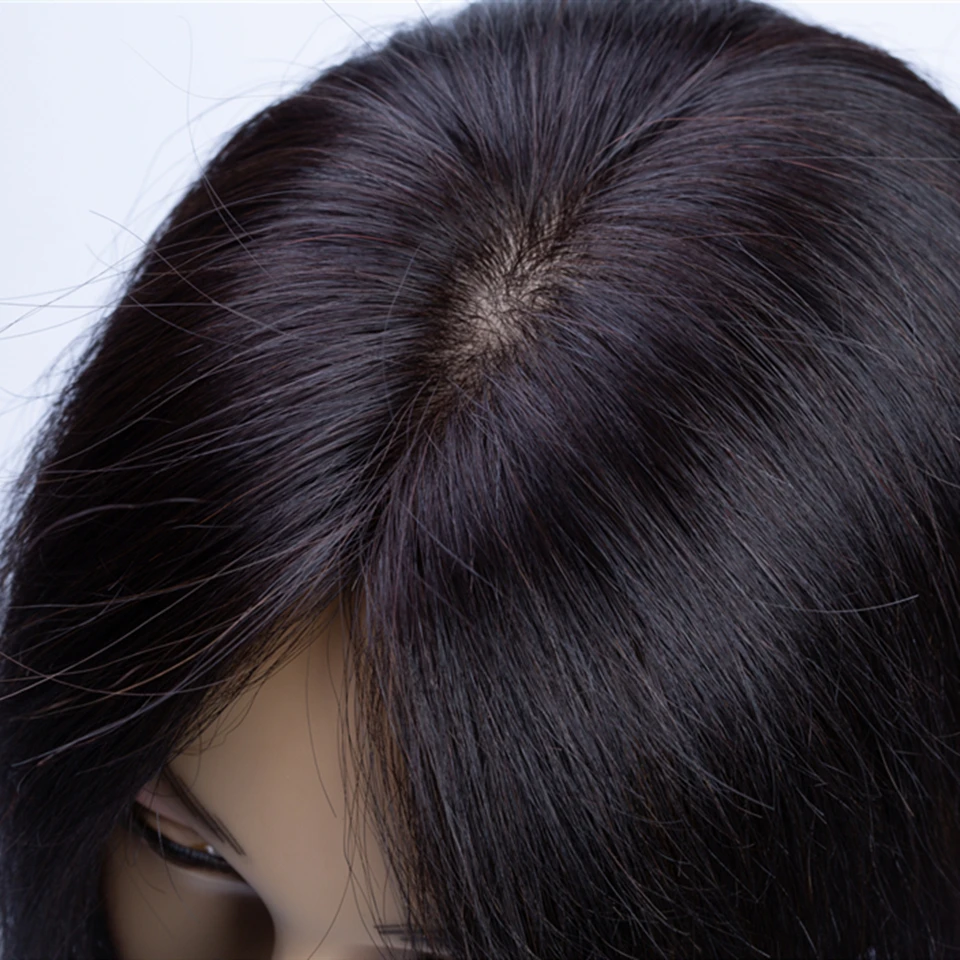 Парик из натуральных волос для женщин, прямые промежуточные шелковые основы с клипсами в парике для волос Remy
