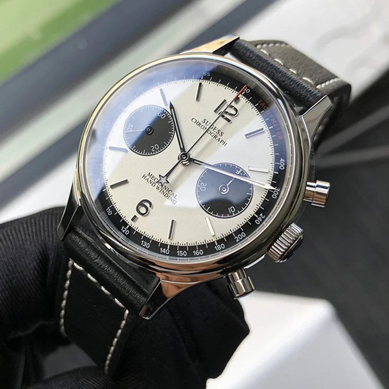 Seagull 1963 ST19 Sugess Chronograph Pilot Watch For Men Luxury Casual Mechanical Wristwatches Waterproof Sapphire Panda