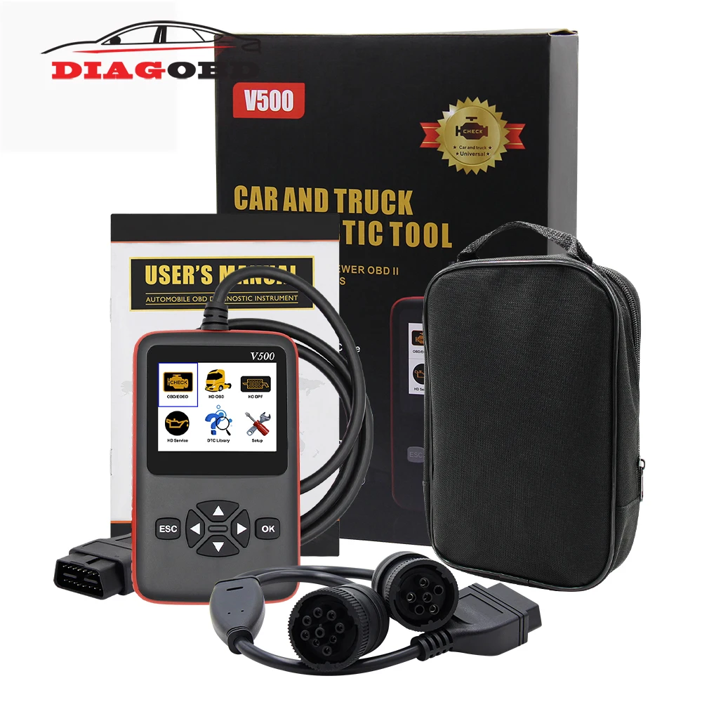 V500 OBD OBD2 сканер для автомобилей и грузовиков 2 в 1 автомобильный диагностический инструмент CR-HD тяжелых грузовиков EOBD HDOBD PK ELM 327 V1.5 NL102