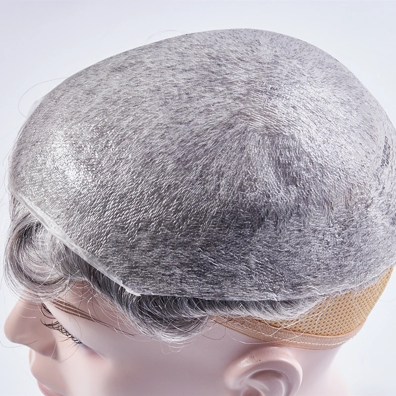 Thin Skin 0.02-0.03mm Mens Toupee Pure Handmade Wig 8x10 Inch Remy Indian Human Hair Replacement Systems