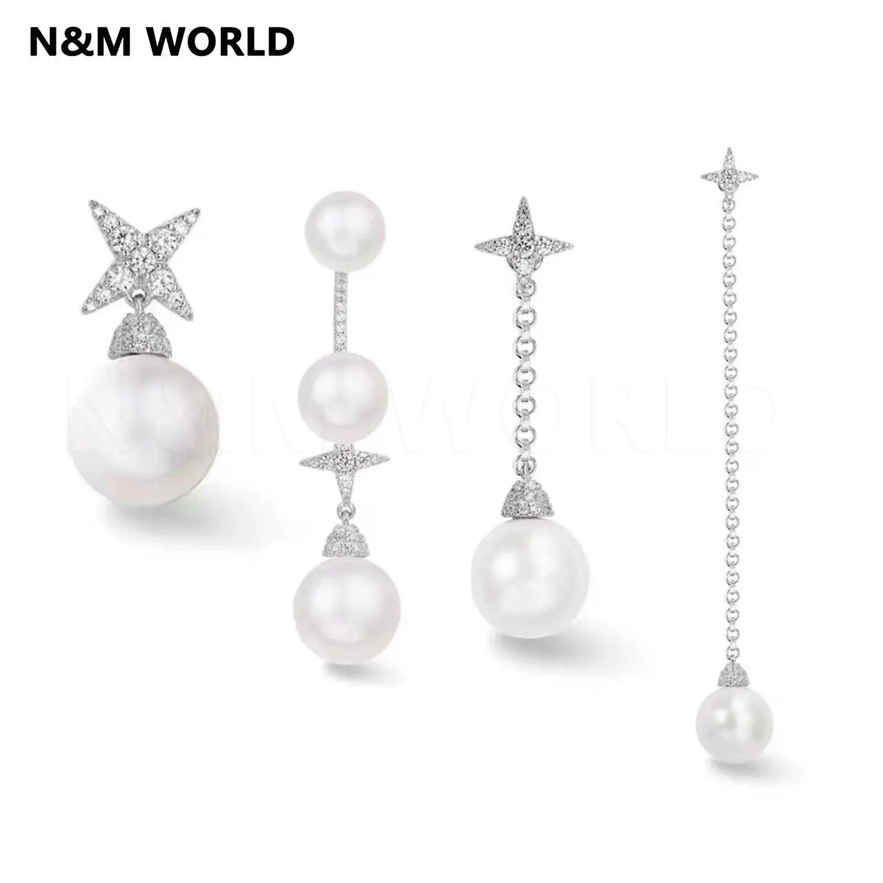 

Fashion 4-piece Set Jewelry Luxury Metal stars Pearl Circle Meteor Dangle Earrings For Women Fashion Jewelry Trendy Earrings