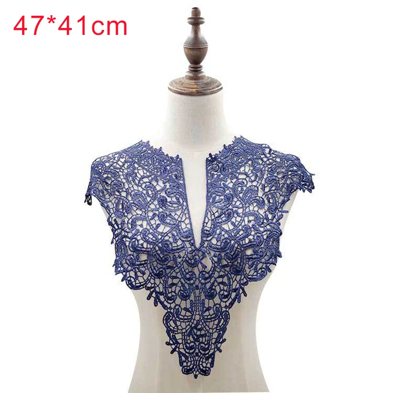 35-navy blue 1 шт. ткань цветок кружево трехмерная вышивка аппликация кружевной воротник декольте Аппликация DIY Ремесло Швейные аксессуары - Цвет: 35-navy blue
