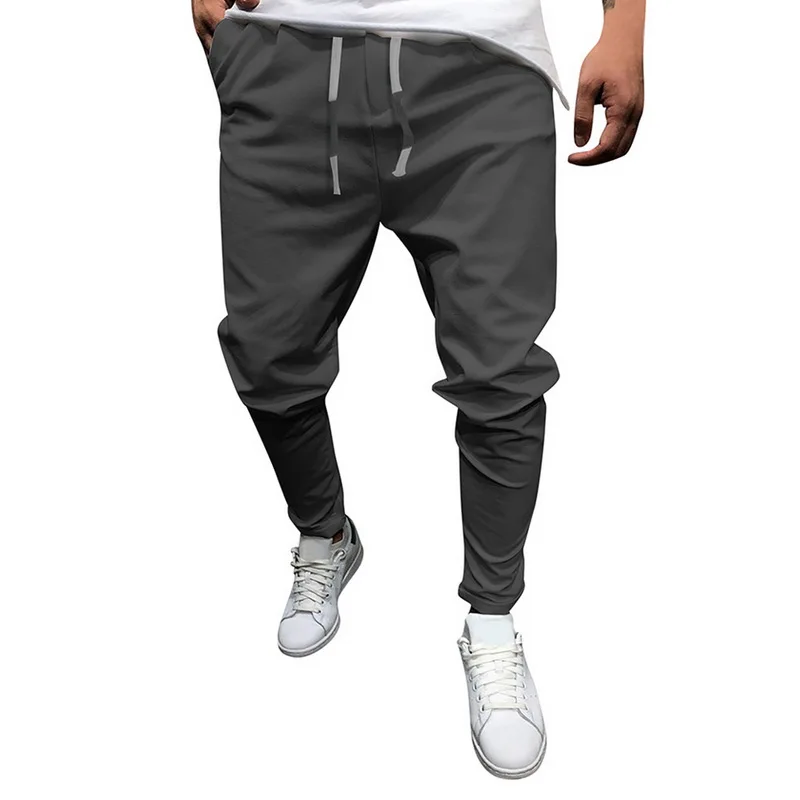 Dark Gray Pui men tiua, модные летние мужские шаровары, Осенние новые повседневные мужские одноцветные длинные штаны на шнурке, мужские свободные штаны - Цвет: Dark Gray