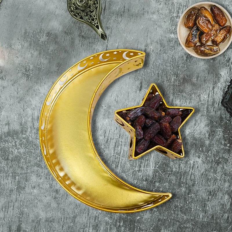 

Eid Mubarak Moon Star Serving Tray Tableware Dessert Food Storage Container Ramadan Muslim Islamic Party
