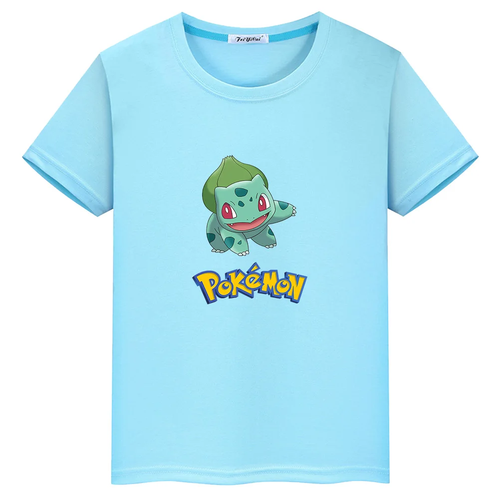 Squirtle Аниме Пикачу чармандер, генгар, с принтом Детские футболки для мальчиков и девочек, Рубашка с короткими рукавами футболка детские хлопковые топы-весеннее платье-пачка