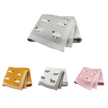 Детские одеяла, пеленки для новорожденных, спальные мешки с кроликом, мультяшная овечка, вязаные, для малышей, диван, кроватка, кровать, одеяла, 100*80 см, чехлы для колясок