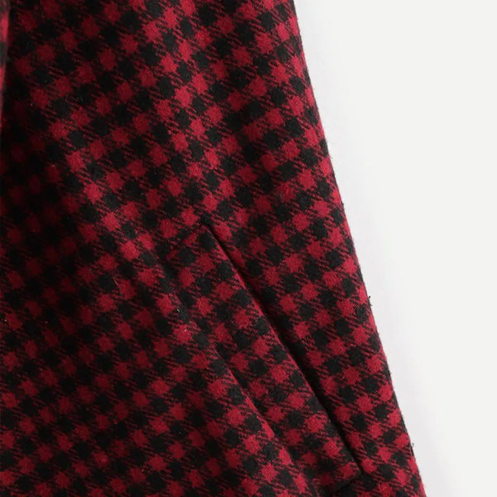 feitong Hot Sale! Fashion Casaul Women Outwear Plaid Lapel Irregular Cardigan Woolen Vest Coat manteau femme#10935