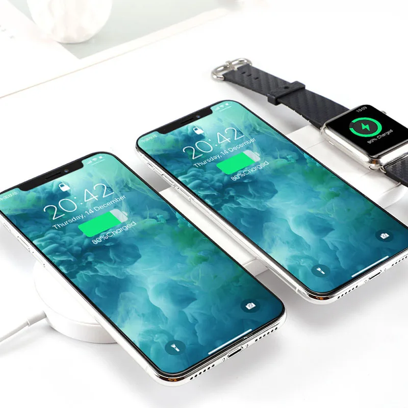 

3 in1 Fast qi Wireless Charger Pad For iPhone Xs/XsMax/8/8plus/Xr Wireless Charging Station For Apple Watch/Airpods Charger